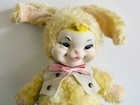 Vintage Rushton Peter Rabbit Yellow Rubber Face Bunny Plush Stuffed Animal
