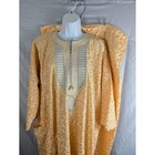 Mens African Dashiki Embroidered 2 Piece Pant Set Kaftan Tunic Yellow Xl Xxl