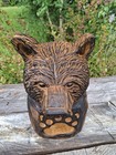Chainsaw Carved Grizzly Bear Head Statue Sculpture Wood Carving Art Rustic Decor