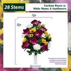 Artificial Flower Bouquet - Fuchsia Roses With White Mums And Sunflowers