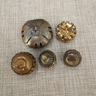 Antique Victorian Brass Button Cricket Cage Openwork Gilt Lot Of 5 Shank Ornate