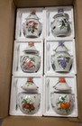 Vtg 1991 Lenox Orchard Porcelain Jam  Jelly Jar Fruit Set Of 6 Wood Stand Spoons