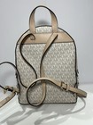 Michael Kors Jaycee Medium Logo Backpack Buff Multi Mk Signature Center Stripe