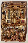 Fine Old Qing Chinese Relief Carved Gilded Wood Panel Plaque Emperor Court Scene