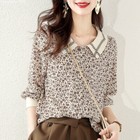 New   Womens Floral Colorblock Chiffon Loose Casual Workwear Blouse Tops Shirts