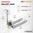Stainless Steel Pallet Jack 5500 Lb Capacity 48 x27  Forks 8  Lift Manual Truck