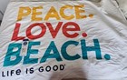 Life Is Good Beach Pool Towel White Peace Love Beach Cotton Oversize 38 X 65 New