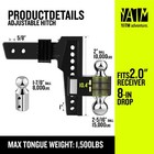 Yatm Trailer Hitch Fits 2 Inch Receiver  8 Inch Adjustable Drop Hitch  15000lbs