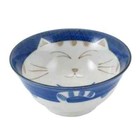 Japanese Porcelain Rice Soup 5 Inch Bowl Made In Japan Blue Cat Pattern
