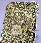 Stunning Edward Smith Sterling Silver Card Case 1855 Left Handed Antique