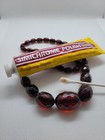 Vintage Art Deco Cherry Amber Bakelite Faceted Graduated Beaded Necklace 20  33g