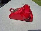 Vintage Cherry Red Desk Top Western Electric Bell System Rotary Telephone Works 