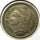 1881 3cn 3 Cent Nickel In Vf  Very Fine  Condition