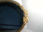 Vintage Matson Gold Ormolu Vanity Mirror Oval Tray Rose Handle Hollywood Regency