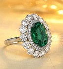 7 26ct Oval Cut Natural Emerald Diamond Engagement Ring 14k White Gold Size 6 7