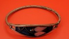 Vintage Mexico Alpaca Silver Hinged Bracelet Black Abalone Inlay Handcrafted Use