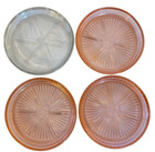 Vintage Depression Glass Pink Clear Drink Coasters Barware Lot Of 4