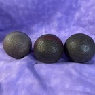 3 Antique Primitive Wood Decor Croquet Balls Wooden Striped Ribbed  100
