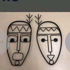 Mcm 1960s Two Rare Cast Iron Handmade Tribal Wall Masks  Exquisite One Day Ship