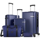 3 5 Piece Luggage Set Abs pc Hardshell Carry On Suitcase W  Spinner Wheels   Tsa