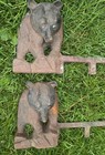 Vintage Antique Cast Iron Bear Fireplace Andirons Great Condition