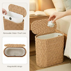 3 Gallon Wicker Trash Can  Paper Rope Bathroom Trash Can With Lid