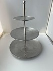  Vintage Hammered Aluminum 3-tiered Tidbit Tray  Modernist  Mcm  Beautiful
