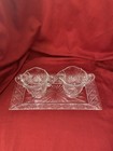 Fostoria Baroque Footed Creamer   Sugar Bowl W facet Cut Serving Tray Gorgeous 