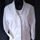 Jockey Medical Scrub Lab Coat Jacket Size 10 White Button Front Pockets Stretch