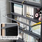 55   Tall Bamboo Bookshelf With Acrylic Doors  4 Tier Storage Lockable Cabinet