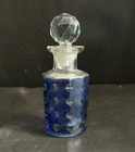 Rare Old Vintage Clear Cut Blue Glass Victorian Perfume Bottle Decorative