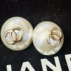 2 Vtg White Faux Pearl Gold Cc Logo Dome Buttons 20mm