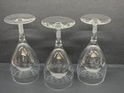 3 Vintage Wine Glasses Clear Glass With Etched Design 6-3 4  Tall