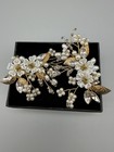 Elegant Bridal Shoe Clips Wedding Faux Pearl Clear Stone White   Gold Floral