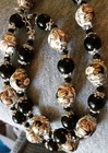 Round Black multicolor Necklace And Bracelet And Earrings Silvertone Findings  