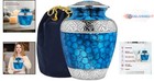Cremation Urn Brass 200lb Large Light Blue Decorative Burial For Adults