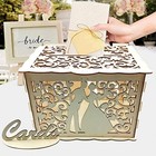Wedding Card Box Wooden 9 8 X 7 9 X 7 2 In Rustic Foldable With Lock