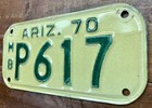 Fairly Nice  1970 Arizona Motorcycle License Plate P 617  Mvd Clear Guarantee 