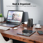 Flat Plug Power Strip Surge Protector - 5 Ft Electric Extension Cord Black Tower