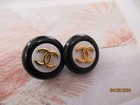 Chanel 2  Gold Tone Cc   Black  White Buttons   18 Mm  Lot Two Pc Set