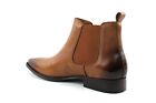 Genuine Leather Men s Cognac Brown Chelsea Boots Almond Toe Leather Lining Azar