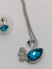 Australian Aqua Blue Crystal Swan Necklace And Earrings Vintage