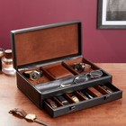 Faux Leather Mens Jewelry Box Organizer  Valet Tray  Black  12 6 X 9 X 4 In