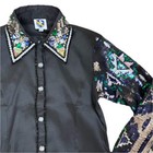 38422 Royal Highness Girl s Taffeta Show Shirt With Sheer Sleeves - Black New