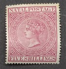 Natal Qv 1874 5s Carmine  sg73  - Mounted Mint  Crease -   110