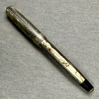 Parker Royal Challenger Fountain Pen Silver Chevron 14k Broad Stub Needs Clip