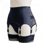 Gloosy Satin Lace Vintage Garter Belt W 6 Straps Metal Clips Patchwork Suspender