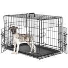 Metal Dog Crate Folding Pet Cage 2-door Wire Kennel With Tray For Small Dogs