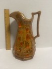 Vtg 70s Orange Brown  Drip Glaze Art Handmade Large 12    Pitcher Signed Mcm Retro