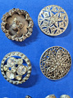Lot Antique Vintage Metal Rhinestone Buttons Openwork-stars-3 8 To 1  1 8 